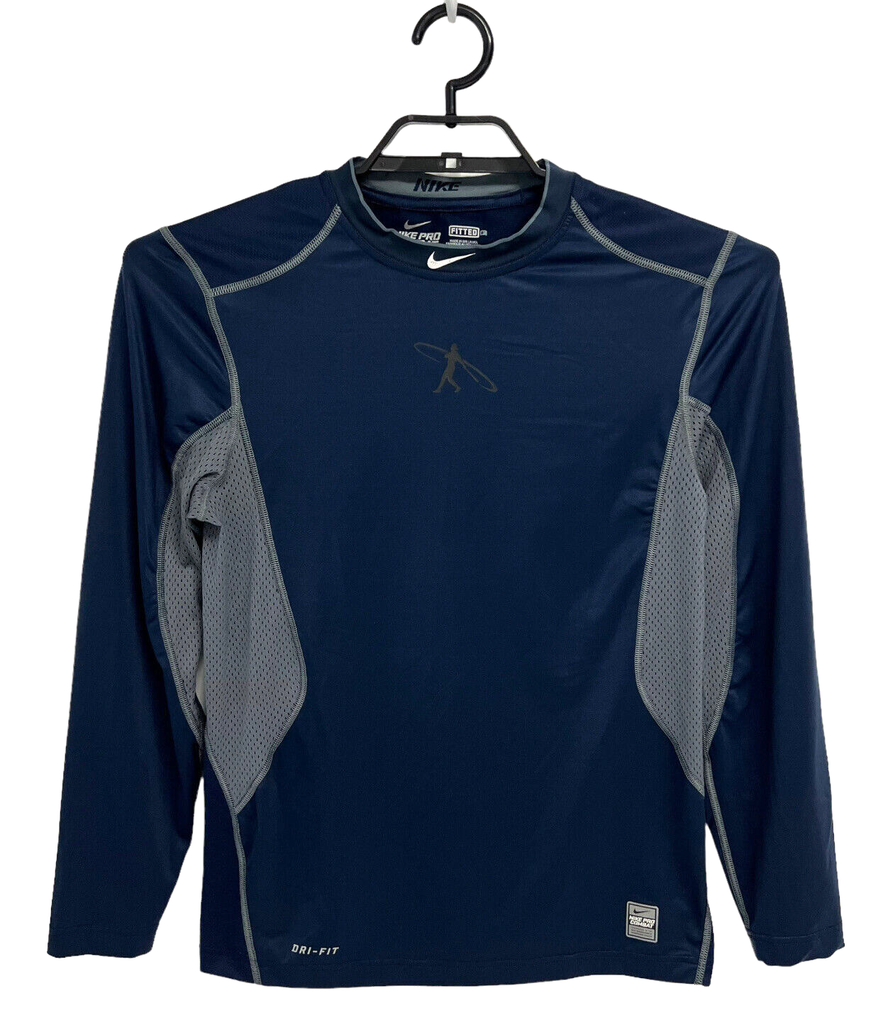 Nike Pro Combat Men's Long Sleeve Navy Blue Sports Tee Size