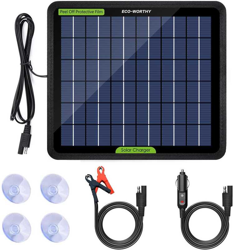 12 Volt Solar Battery Maintainer Waterproof Car RV Charger Tender Trickle 5W