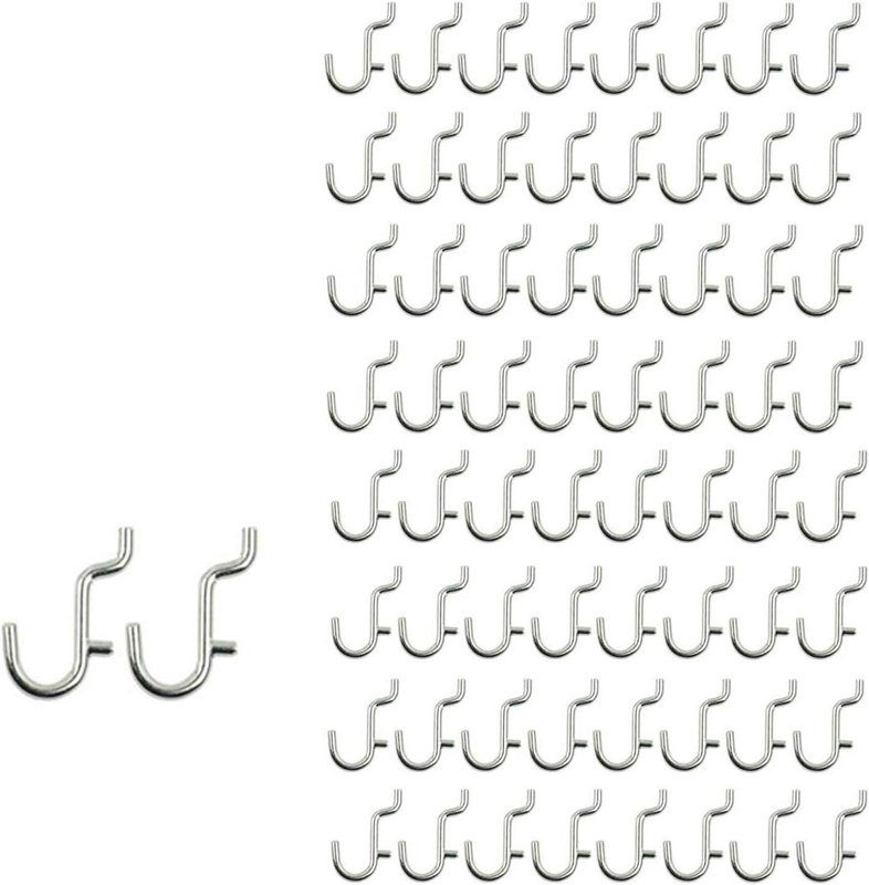 100PCS Metal Pegboard J Hooks Wall Display Assortment for Jewelry Tool Organizer