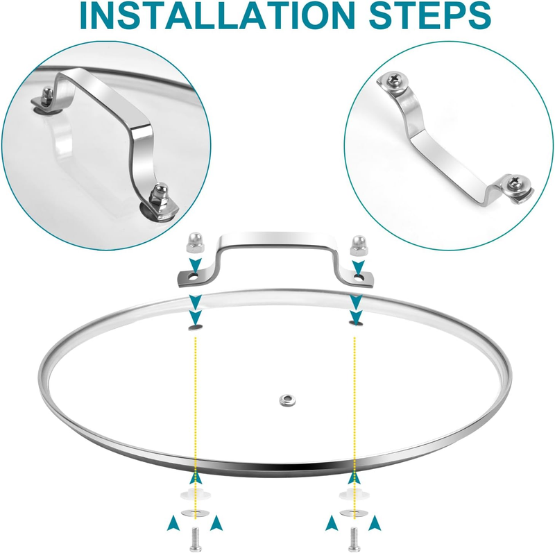 12 Inch Pan Lid - Glass Lid with Stainless Steel Handle for Frying Pan and Pots 