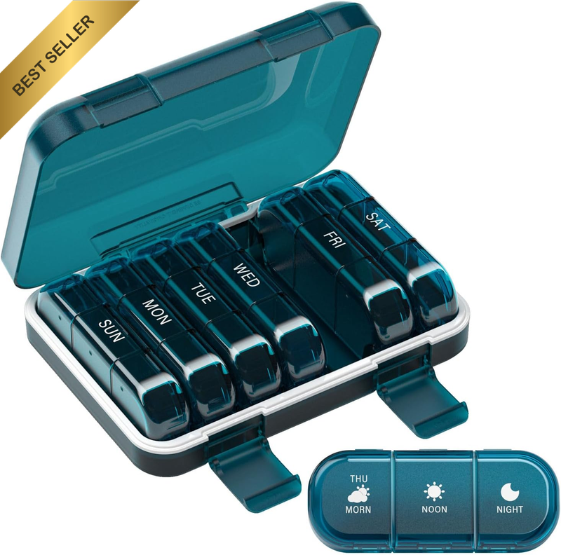 Weekly Pill Organizer 3 Times a Day, 7 Day Portable Pill Box for Pills, Vitamins
