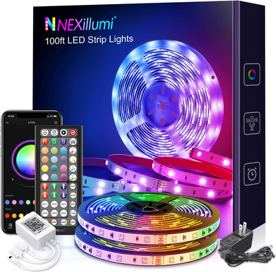 Monster LED 100ft Multicolor Light Strip, Indoor Locations, Bedrooms,  Remote Control 