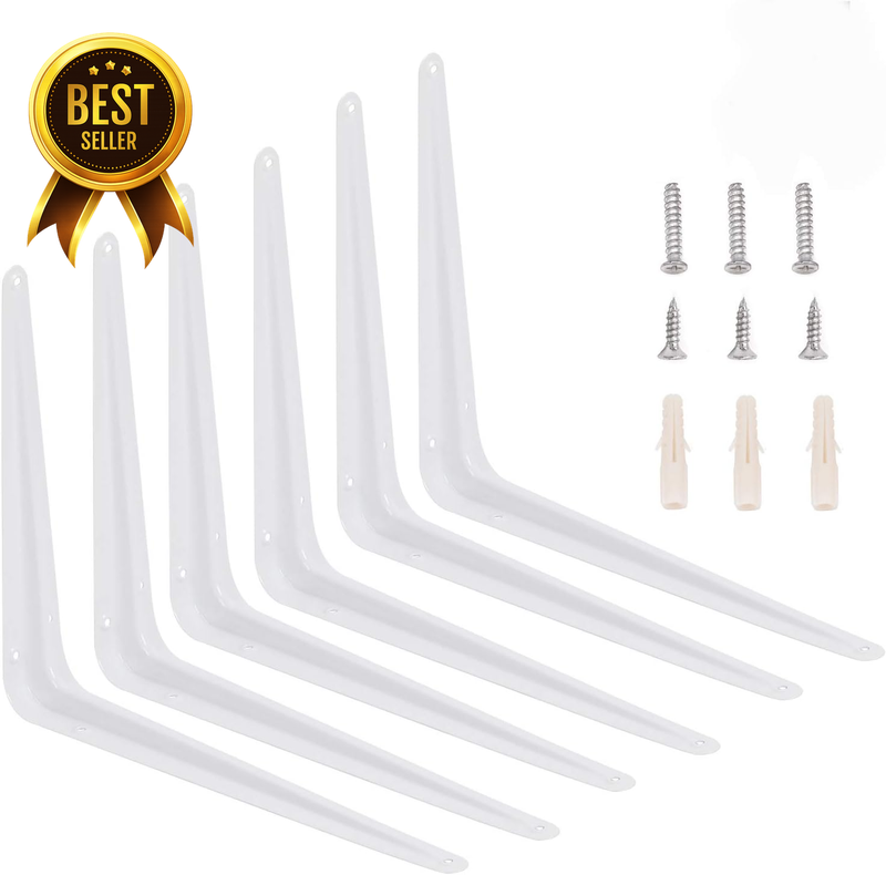 24PCS 10x12 Inch Shelf Brackets Heavy Duty Metal Wall Corner White Set