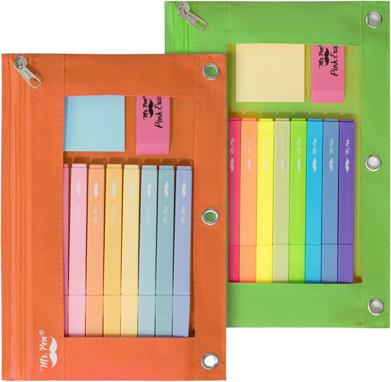 Pouch, 2 Pack, Green And Orange Pencil Pouches, Pencil Pouch