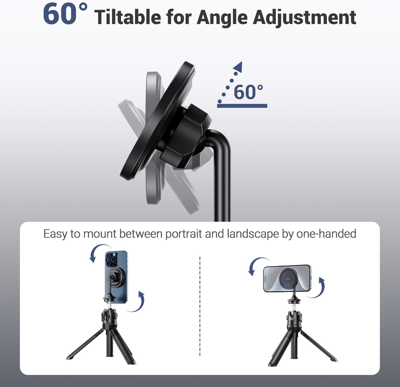 Magnetic Phone Tripod Mount Adapter with Arca Base & 1/4" Screw Hole, 60° Tilt P