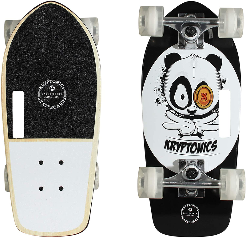 Kryptonics Stubby 19 Inch Complete Skateboard - Panda Vibes Black