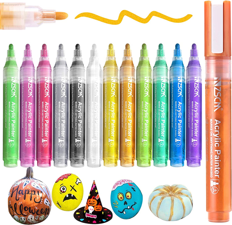 , Zscm 12 Colors Paint Markers For Halloween Pumpkin P