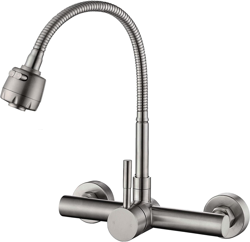 Wall Mount Kitchen Faucet One Handle 8 Inch Center Commercial Sink Faucet