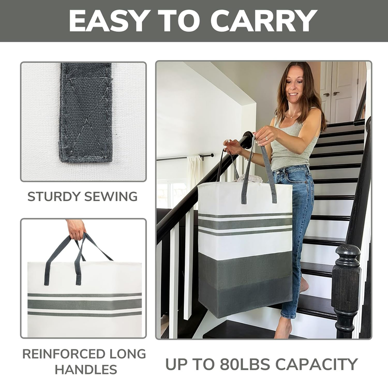Collapsible Laundry Baskets, 2-Pack 75L Slim Laundry Hamper, Clothes Hamper Bask