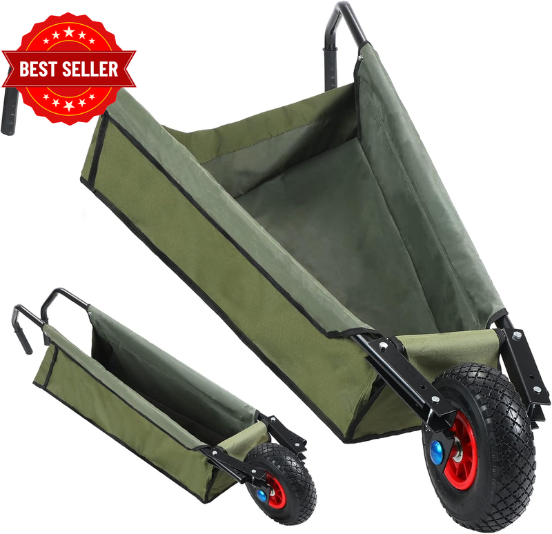 Folding Wheelbarrow Collapsible Foldable Yard Cart 88Lbs Lightweight Gardening C