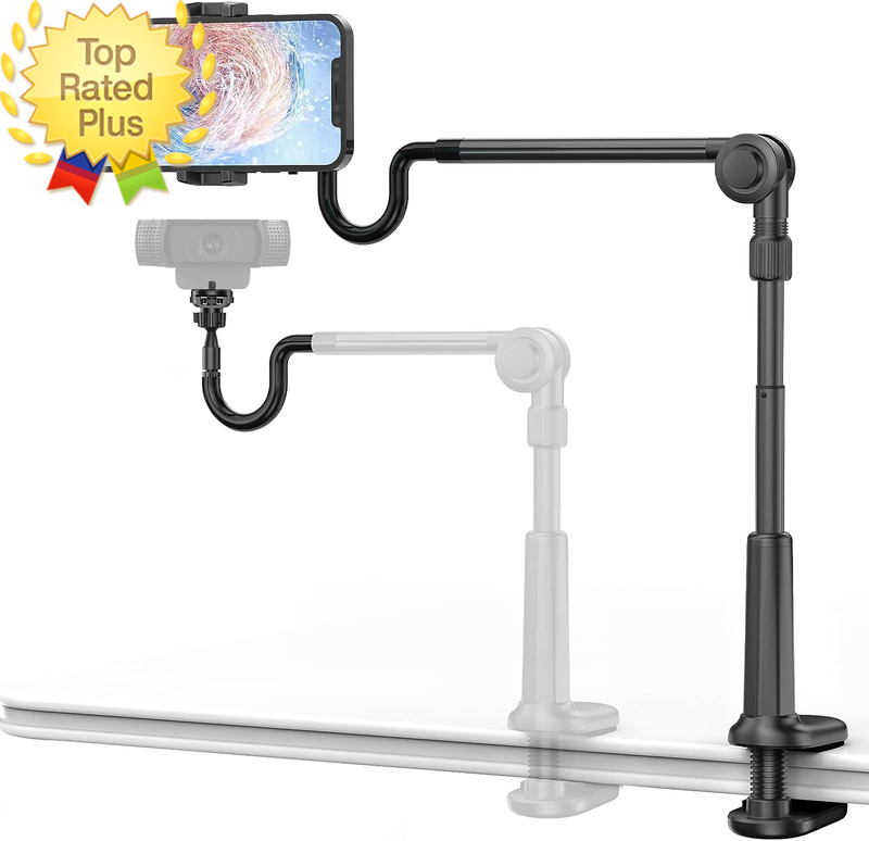 Phone Holder for Bed Webcam Stand with 1/4 Screw Gooseneck Cell Phone Stand for