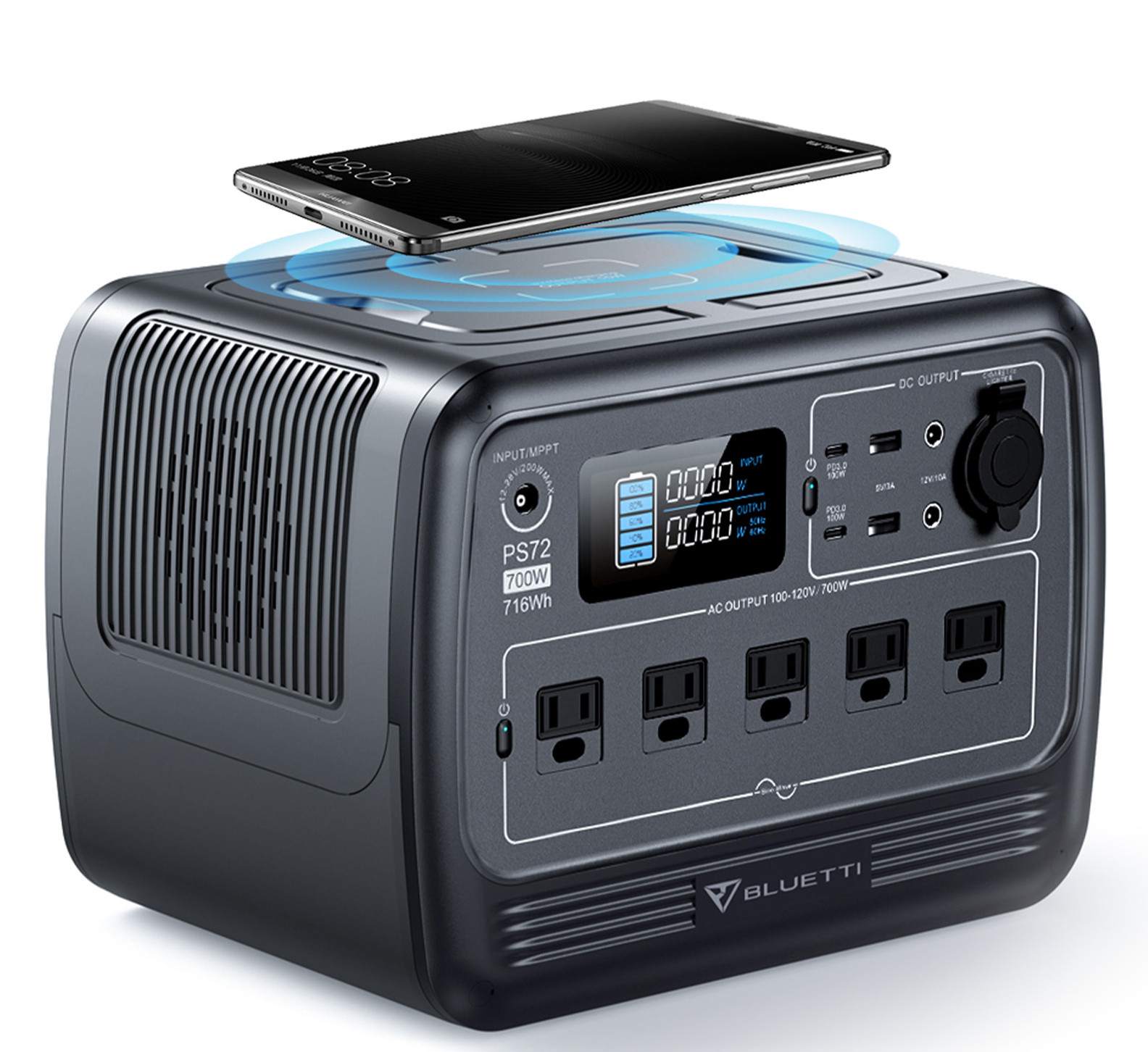 BLUETTI PS72 700W/716Wh Portable Solar Power Station for Off-Grid Camping Trip