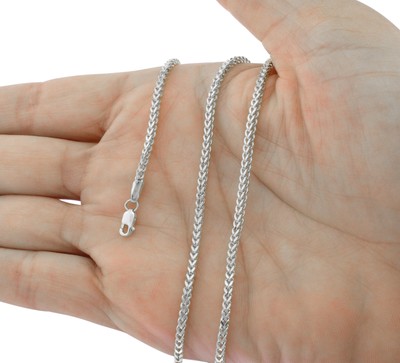 Pre-owned Nuragold 10k White Gold Womens 2mm Franco Square Box Foxtail Wheat Necklace Chain 16"