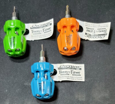 Lot Of 3 PICQUIC TEENY TURNER Screwdrivers - Small, Multi Bit,  with 7 Bits NEW