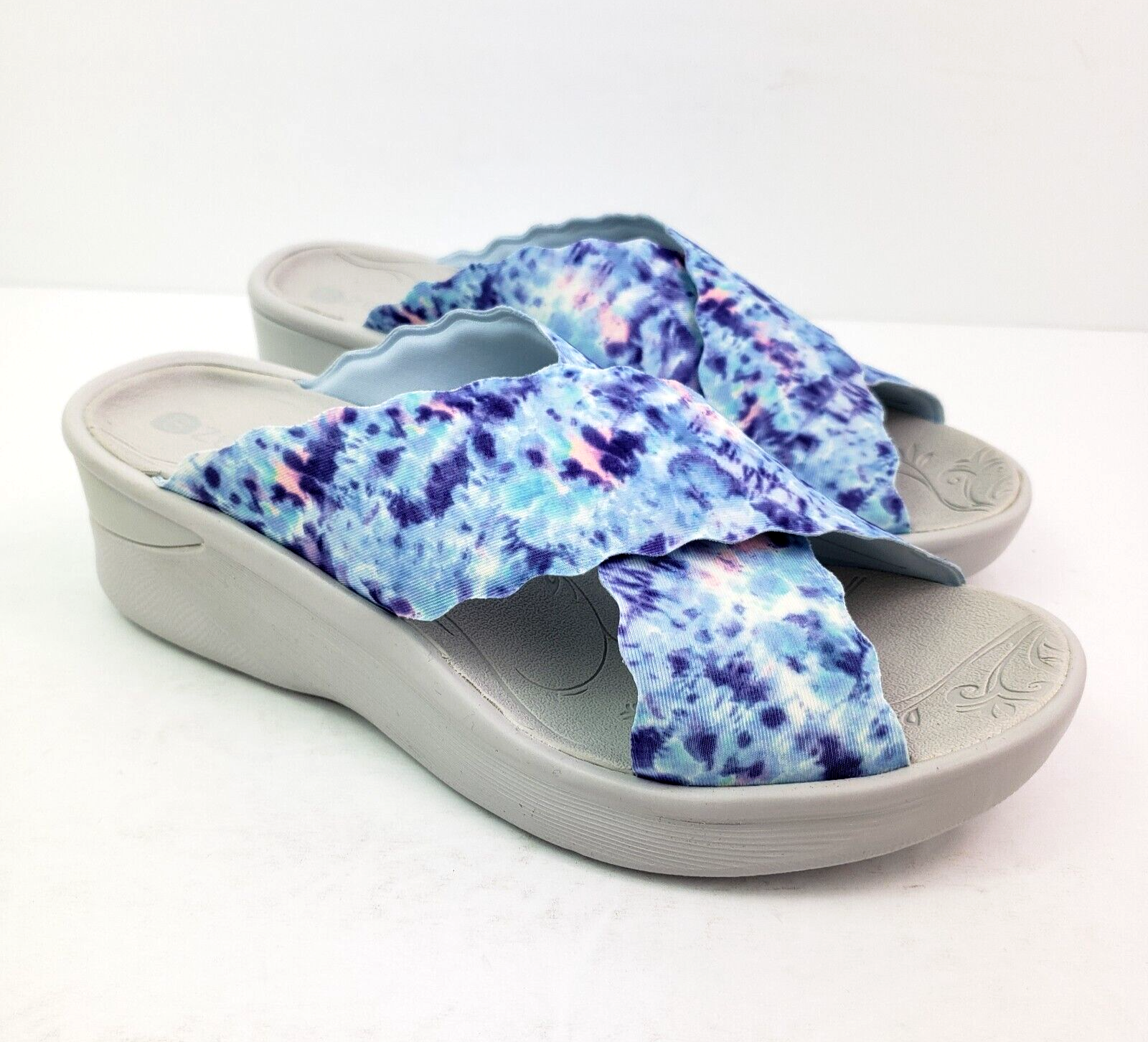 靴 sahara Bzees Sahara Womens Size 6.5 Blue Slip On Casual Wedge Slide