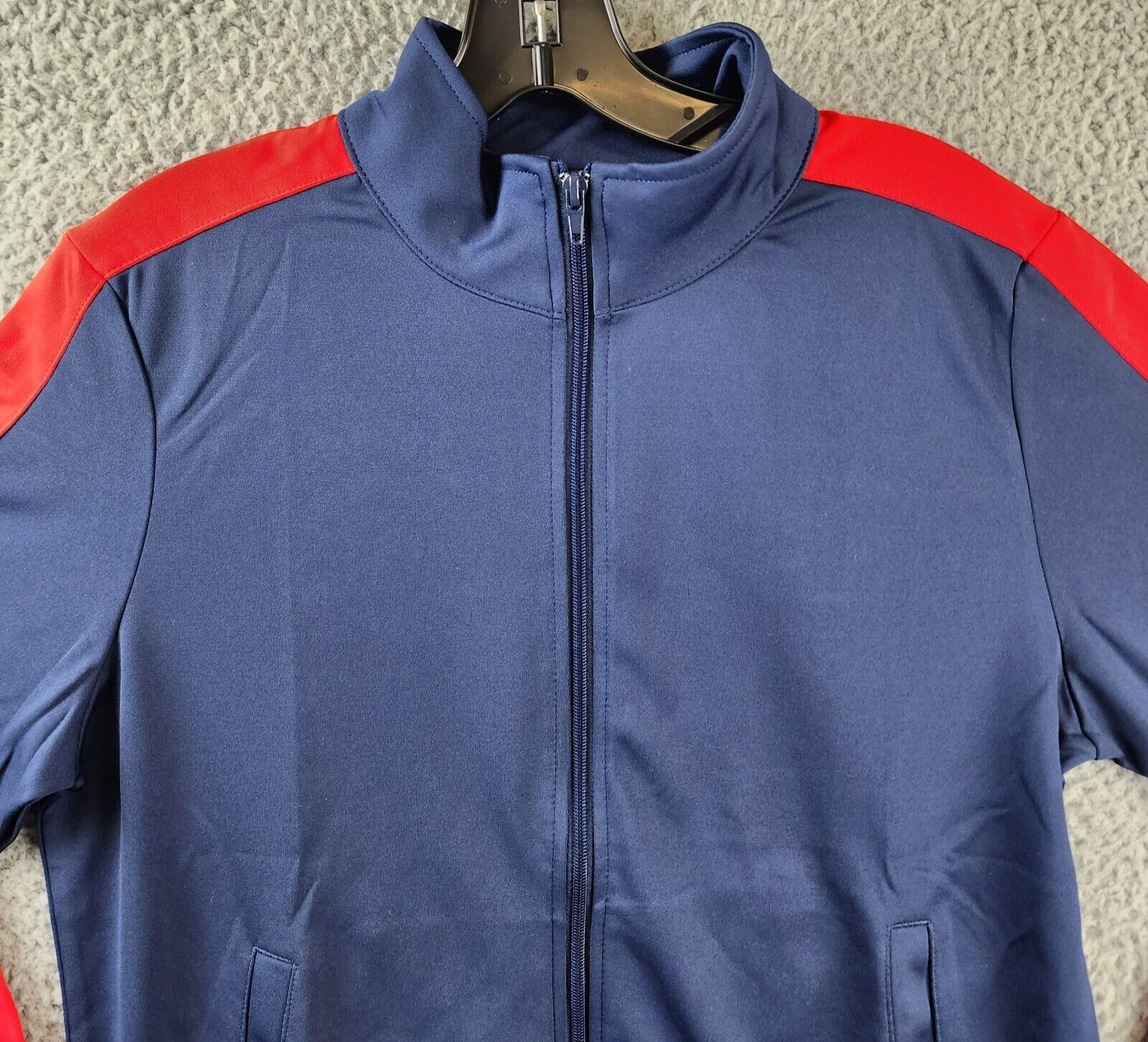 ID Ideology Stripe Sleeve Full Zip Track Jacket Women's M Navy/Red Long Sleeve - Picture 3 of 12