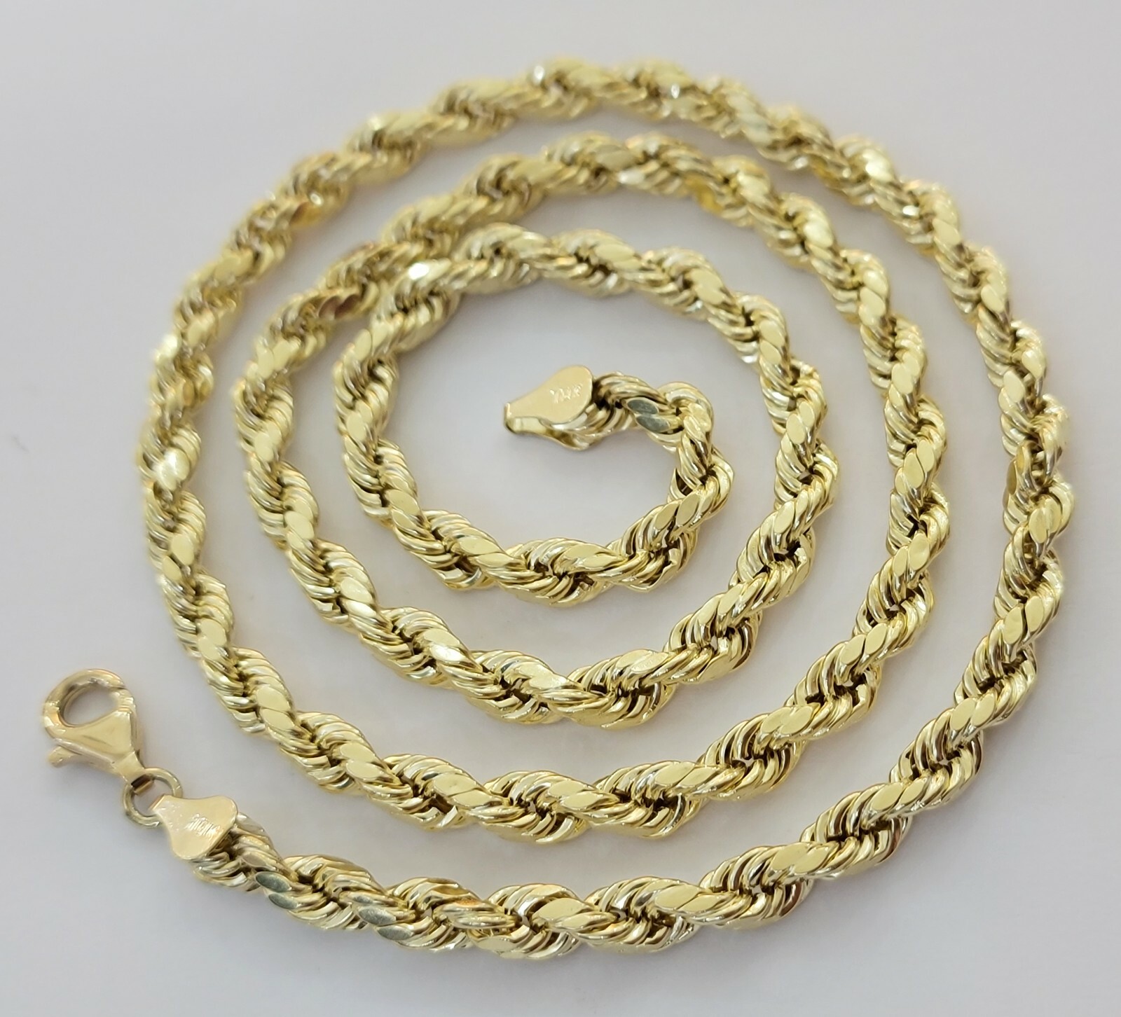 Pre-owned My Elite Jeweler Real Gold 10k Rope Chain Necklace 5mm 18"-30" Inch Yellow Gold Diamond Cut Men's