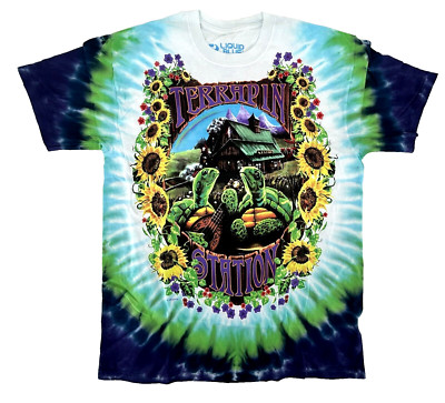 Grateful Dead Terrapin Station Tie Dye Liquid Blue T-Shirt Size Medium