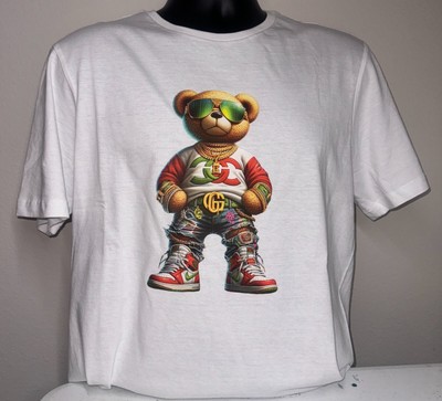 Urban Designer Bear Men White T-Shirt Size S-2XL
