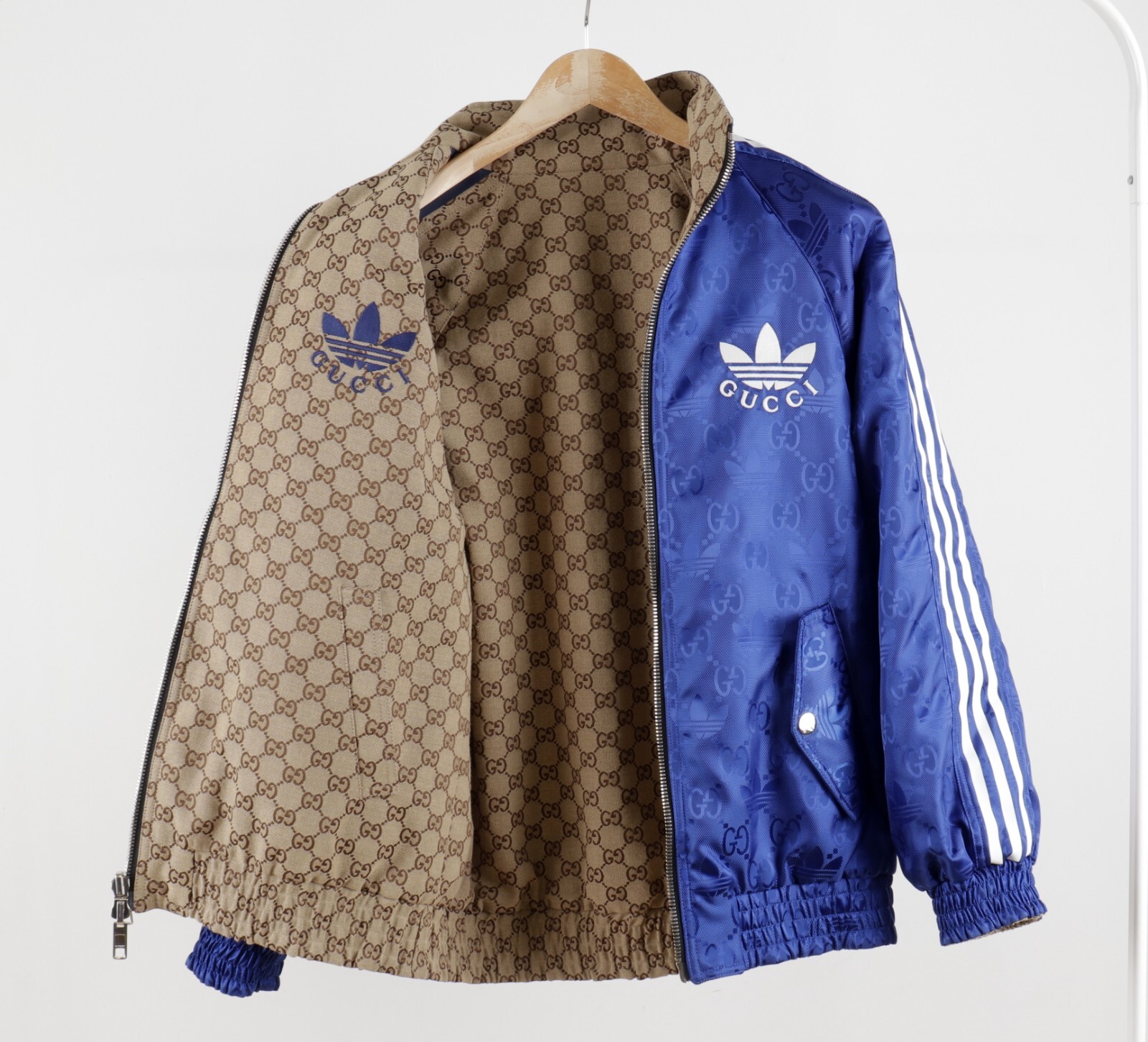 Gucci x Adidas ベージュ ブルー　リバーシブル Gucci x adidas Reversible Jacket Beige/Ebony/Blue Men's