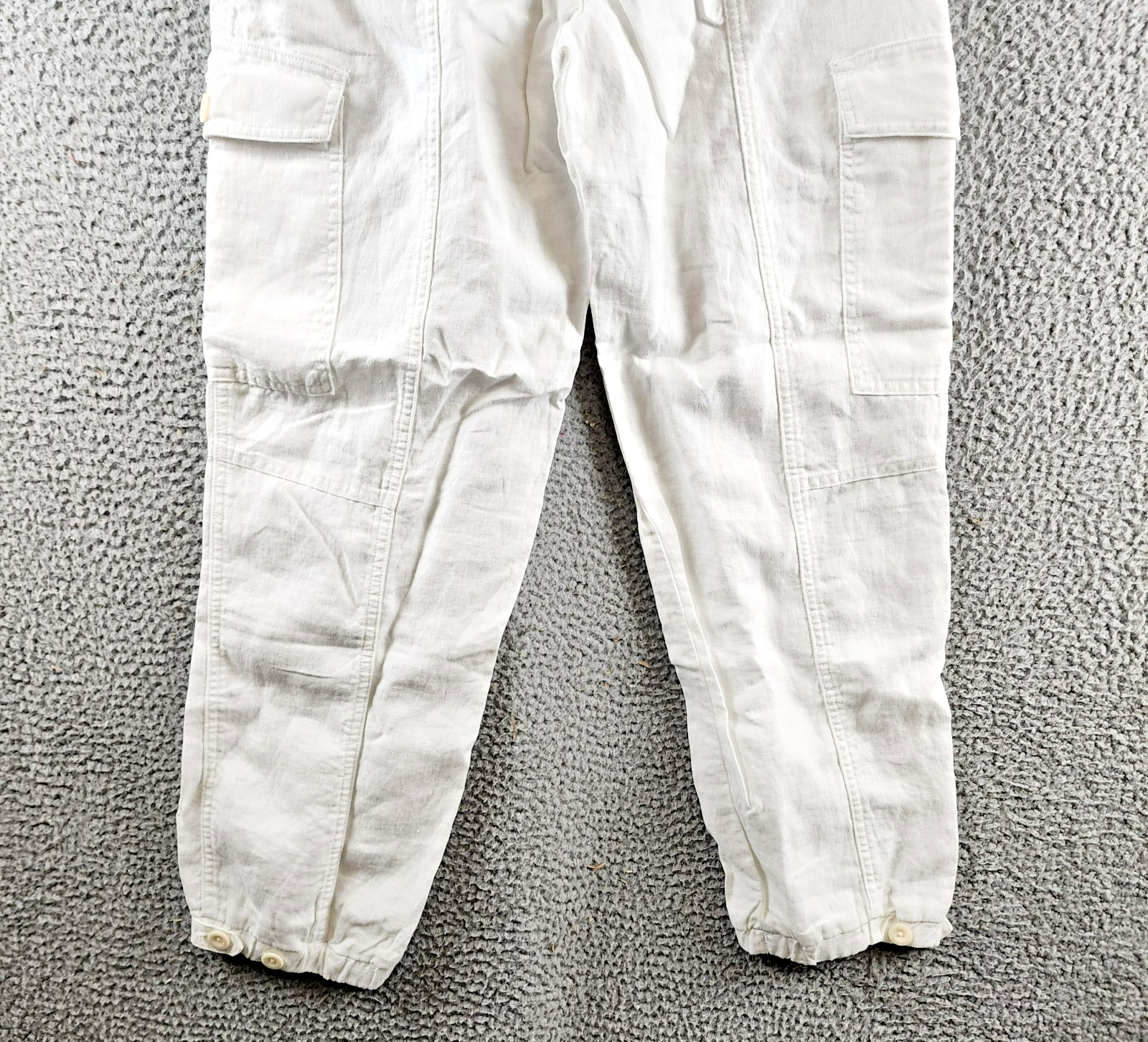 Lauren Ralph Lauren Linen Cargo Pants Women's 6 White Pockets Button Zip Closure - Picture 15 of 17