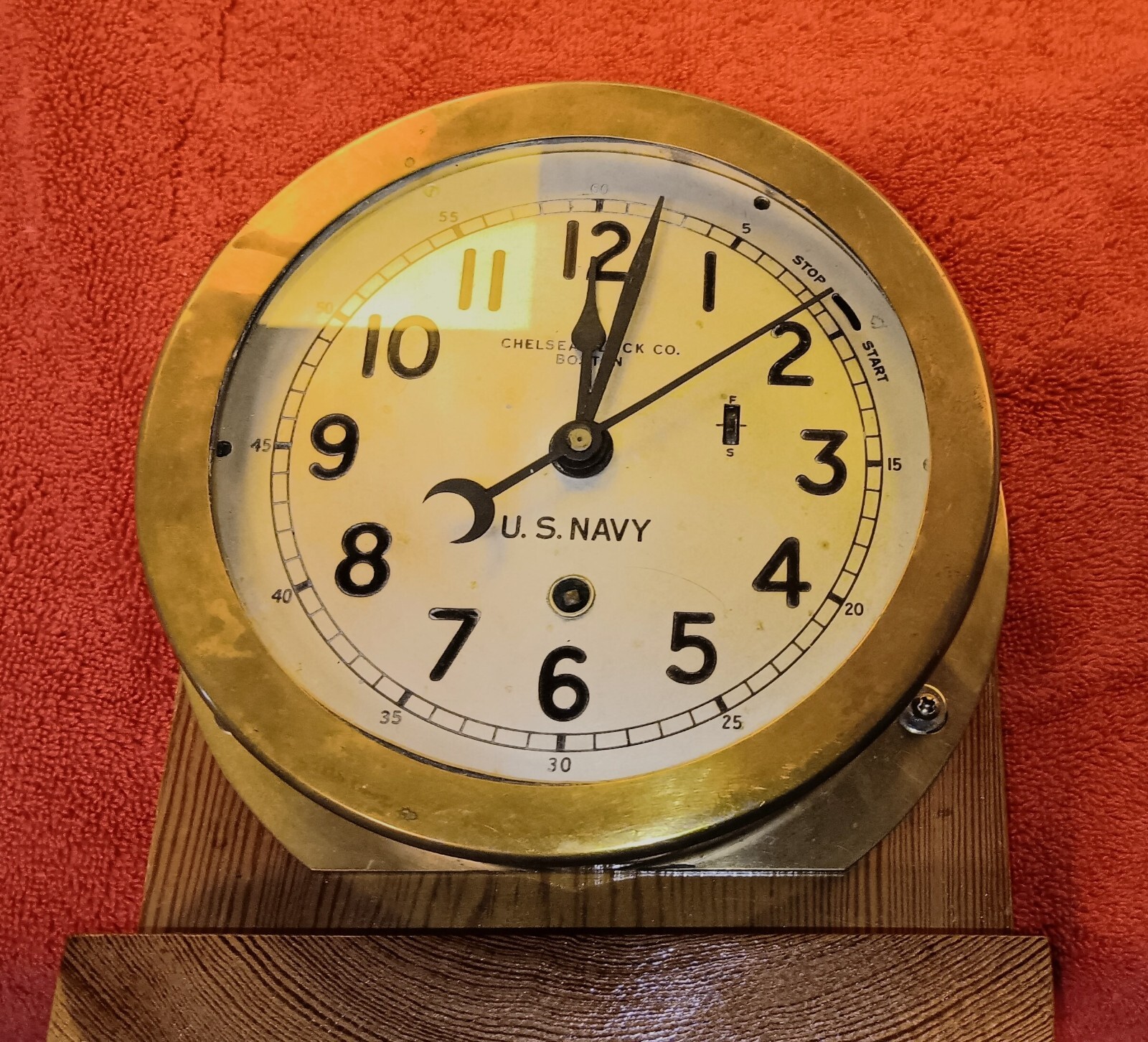 CHELSEA WWII U S NAVY ZIG-ZAG, HACK-SET SHIPS CLOCK - ON