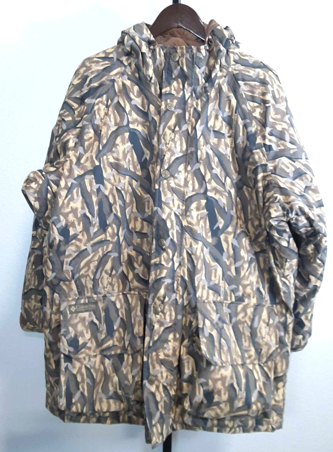 Columbia 1995 Mens Full Zip Hooded Hunting Jacket Coat Delta