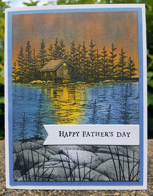 CARD KIT Handmade HAPPY FATHER'S DAY Cabin Lake Scene 4 Cards/Envelopes