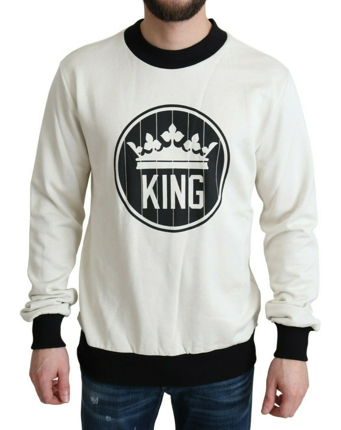 

DOLCE - GABBANA Свитер Белый хлопковый пуловер Crown King IT44 /US34/  Рекомендуемая розничная цена 580 долларов США