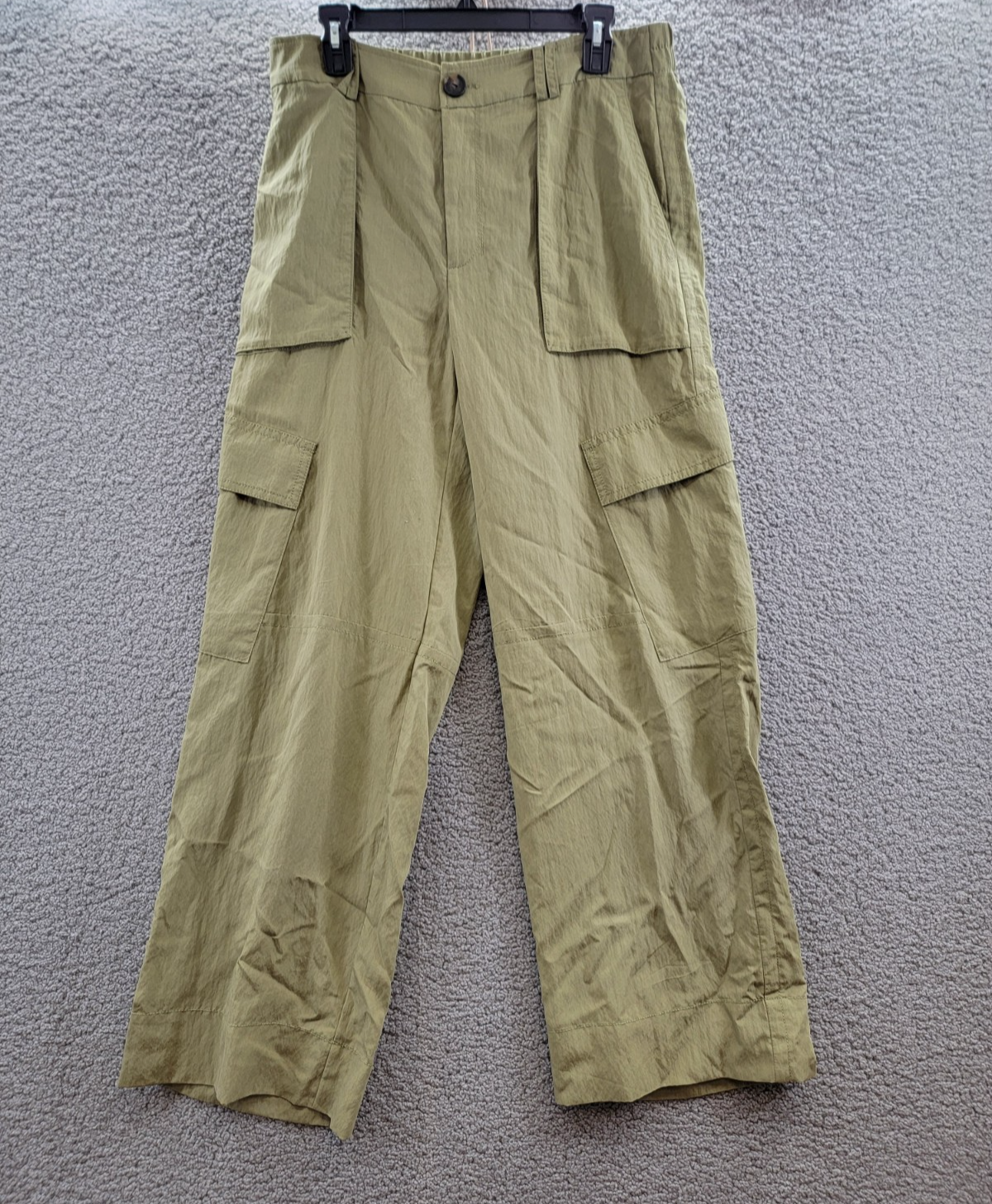Vince Mid-Rise Fluid Cargo Pants Women 10 Earthly Zip Fly with Button Closure - Picture 2 of 18