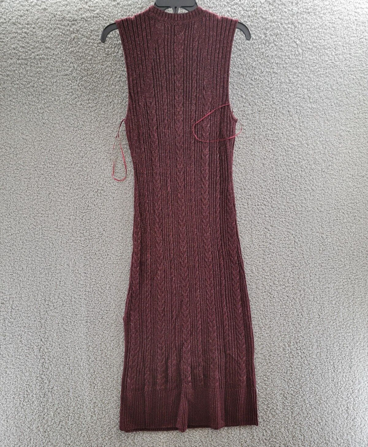 PAIGE Wool Blend Marium Dress Women's L Burgundy Sparkle Crew Neck Sleeveless - Picture 9 of 15