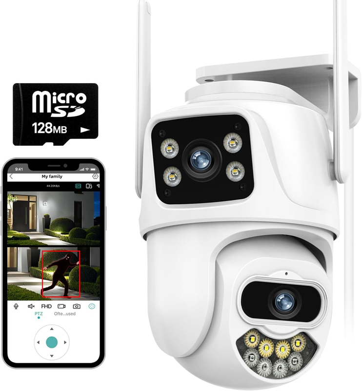 6MP Outdoor Security Cameras, 【Dual Lens Linkage】Outside