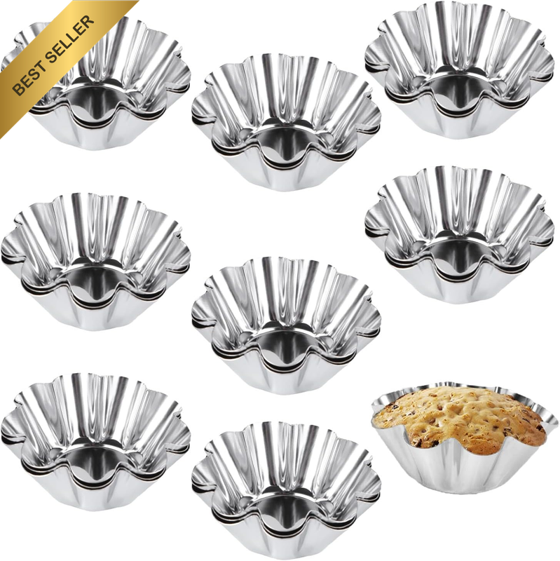 25PCS Stainless Steel Mini Tart/Pie Pans/Nonstick Quiche Pan Fluted Edges Thicke