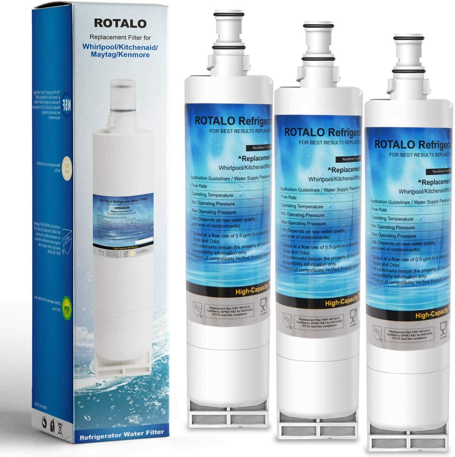 2 Pack Fits Whirlpool 4396509 Refrigerators Aqua Fresh Water Filter