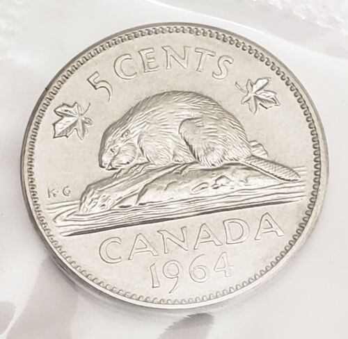 1964 Canadian Nickel  *BU - UNCIRCULATED MINT CELLO*   **FREE SHIPPING**
