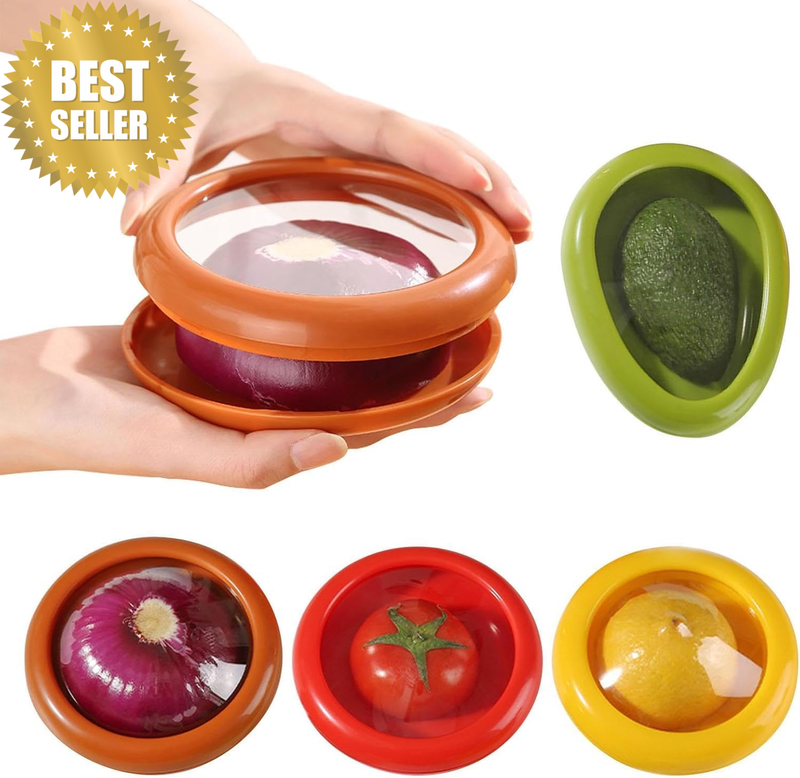 4PC Silicone Fruit and Vegetable Storage Containers Set for Fridge, Onion Storag