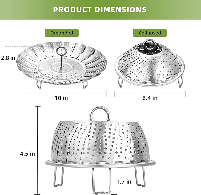 Steamer Basket, Premium Stainless Steel Vegetable Steamer Basket for Veggies & S
