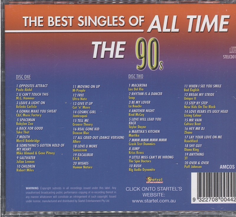 Various Artists Best Singles Of The 90 S 2cd Startel Ebay