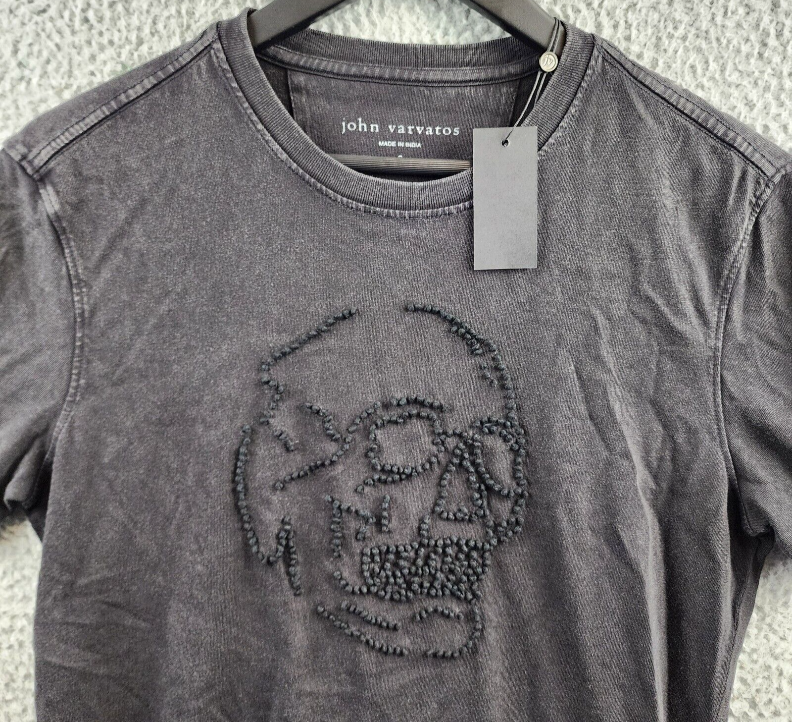John Varvatos Knot Skull Short Sleeve Tee Men's S Black Crew Neck Pullover - Picture 3 of 14