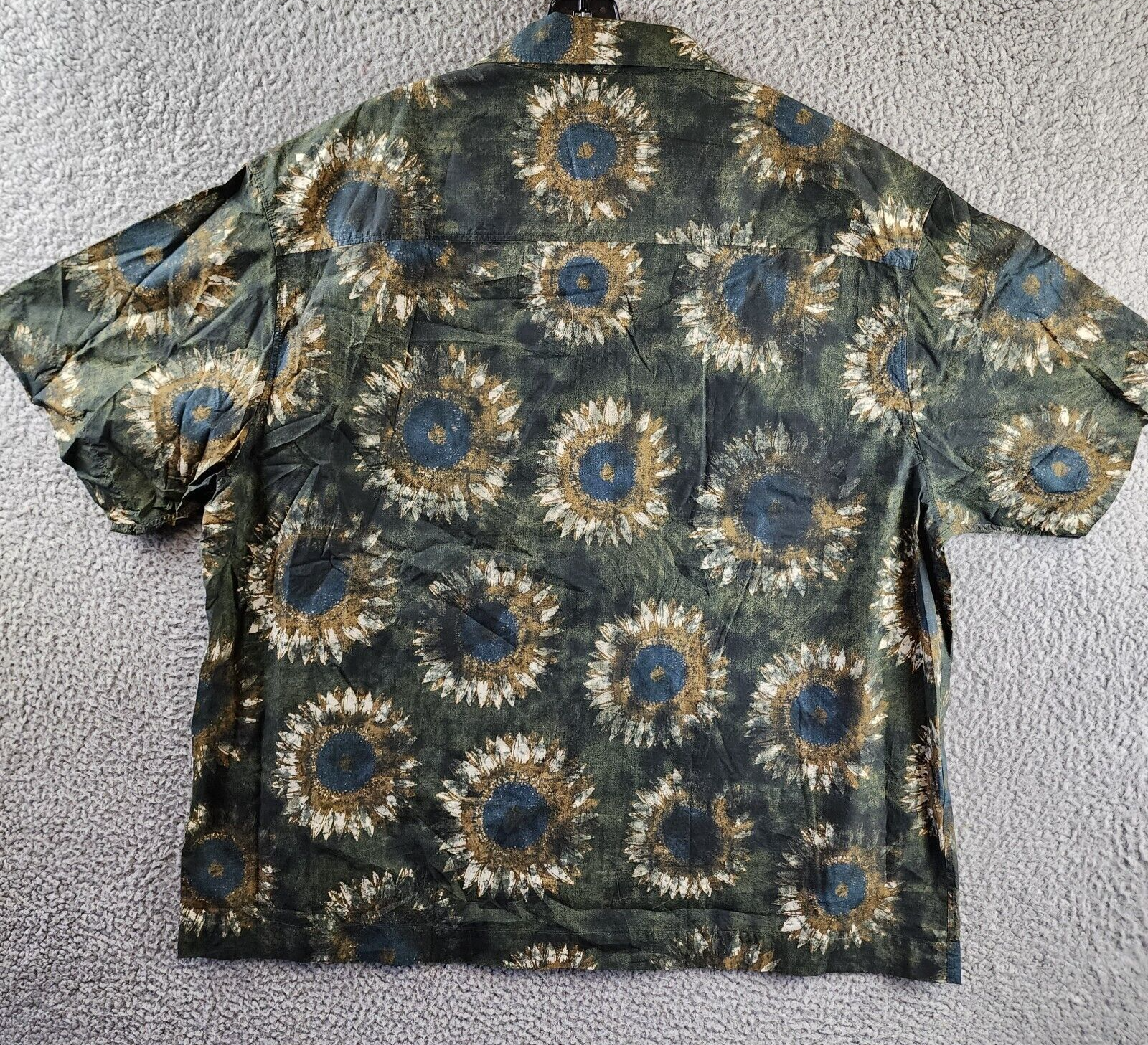 HUGO Oversize-fit Shirt in Printed Short Sleeves Men's XL Open Green Button ` - Picture 9 of 12