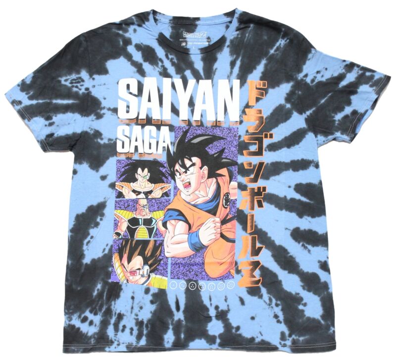 Dragonball Z New Adult T-Shirt -Saiyan Saga 3 Panel Tie Dye