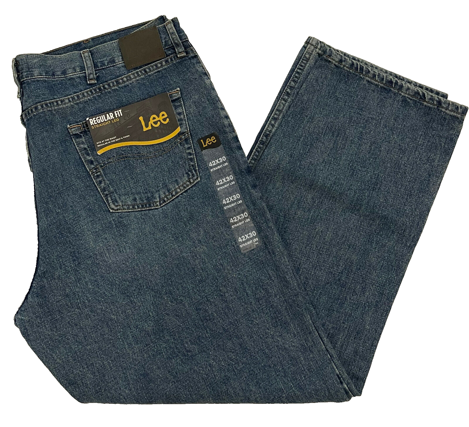 LEE Mens Regular Fit Straight Leg Jeans 42X30 Blue #2008976 LEE Mens Regular Fit Straight Leg Jeans 42X30 Blue #2008976