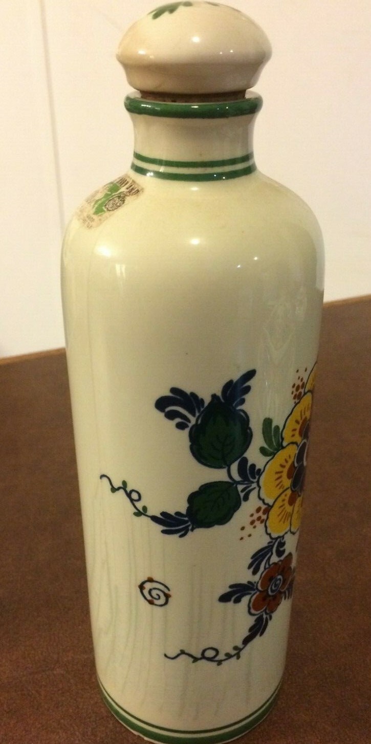 Bols Dutch Delft Polychrome Empty Bottle With Stopper
