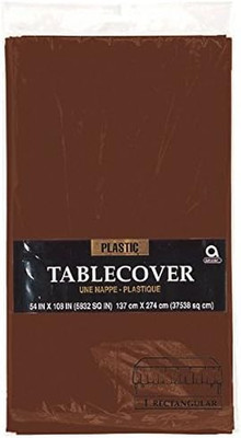 Chocolate Brown Plastic Table Cover - 54'' x 108'' (1 Pc.) - Event Essential, Perf