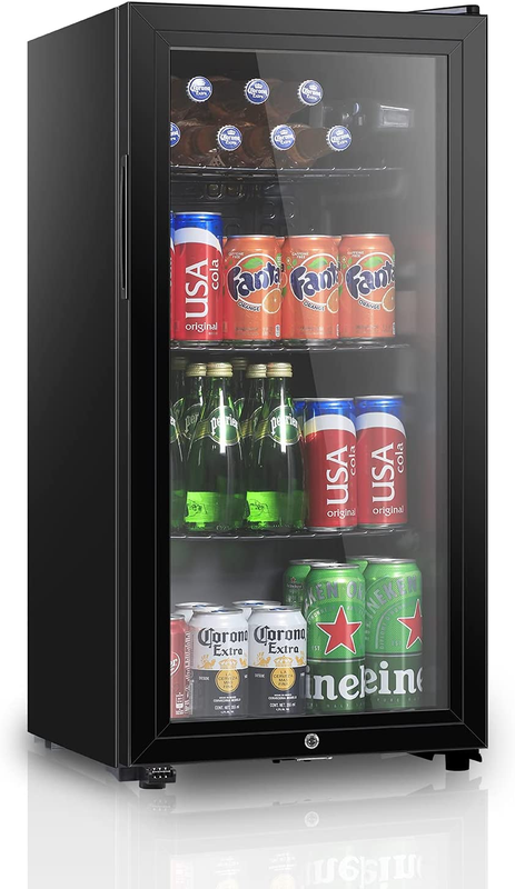 Beverage Refrigerator with 105 Can,Freestanding Beverage Cooler for Office, Bar,