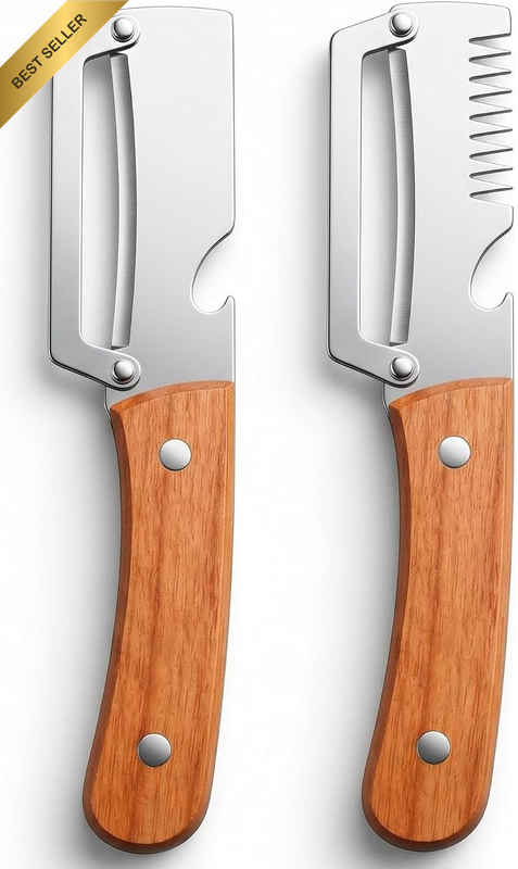 2Pcs Multifunctional Vegetable Peeler with Wooden Handle, Odorless Stainless Ste