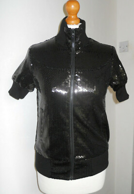 Stunning Black Sequined Jacket by Denim Co - Size 10 - Spring / Summer