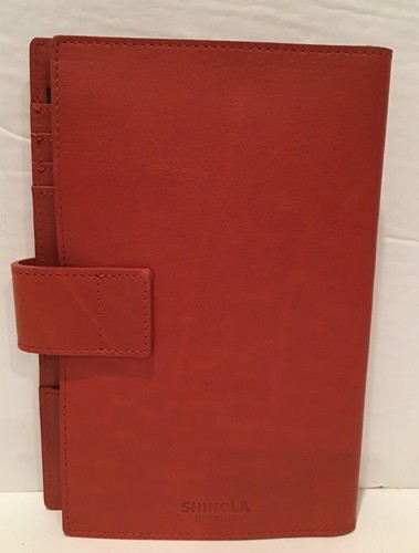 SHINOLA DETROIT MEDIUM JOURNAL COVER LEATHER ORANGE COLLEGE BUSINESS IPAD NEW