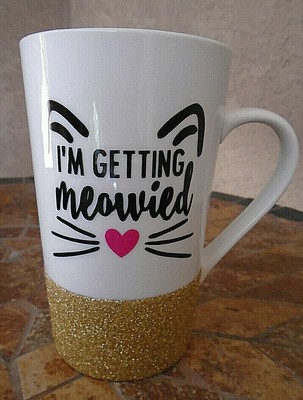 I'm Getting Meowied Bridal Engagement Cat Gold Glitter Coffee Mug 16oz