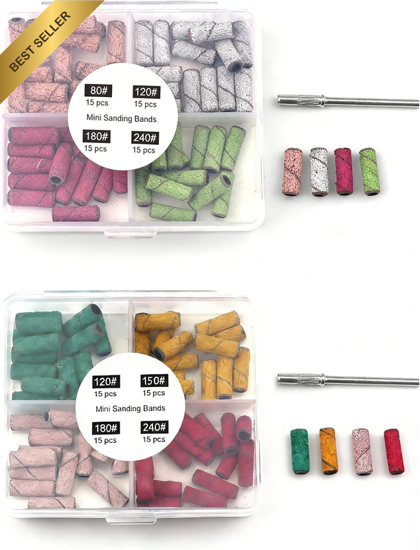 120 Pieces, Nail Drill Bits Sanding Bands, Anti-Slip Nail Polishing and Sanding
